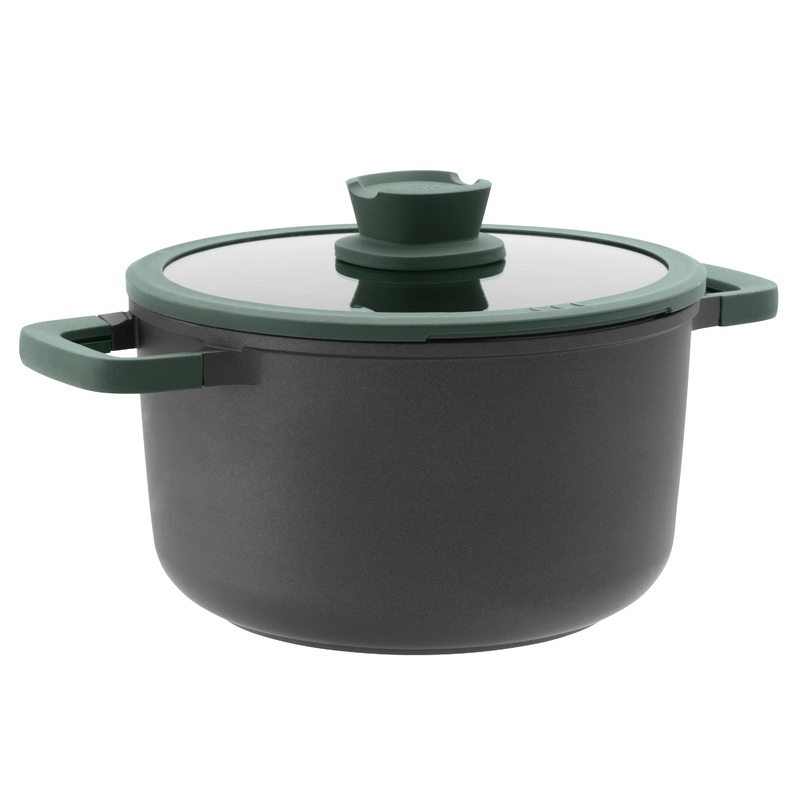 BergHOFF Forest Non-stick Cast Aluminum Stockpot 10″, 5.9qt. With Glass Lid