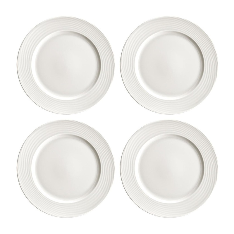 Loop dia.8.25″ Round Warm White Porcelain Plate (Set of 4)