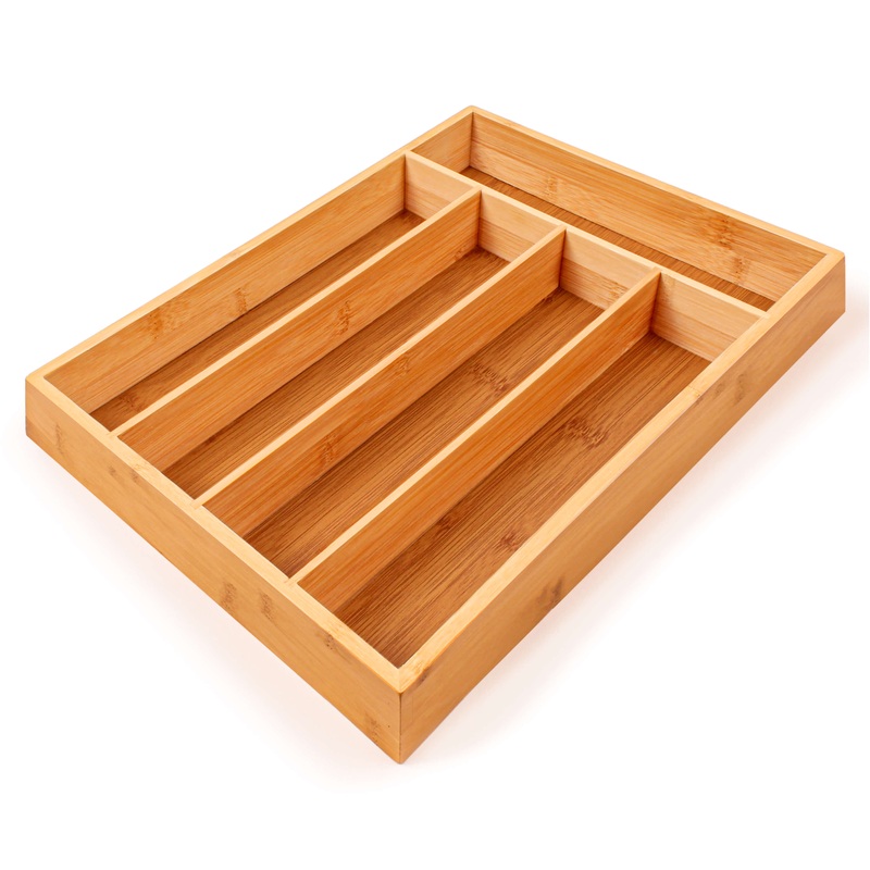 BergHOFF Bamboo 5-Slot Flatware Organizer, 13.75″ x 9.75″
