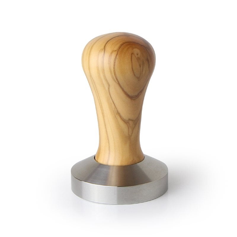 Flat Stainless Coffee Tamper  58.5mm Olive Wood Handle