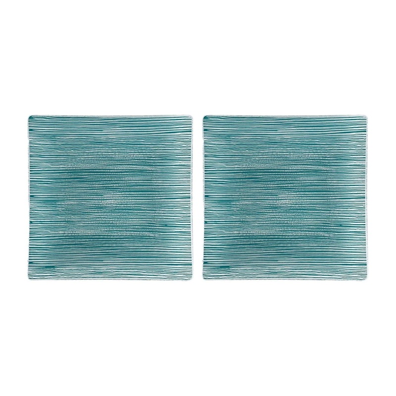 Glass Dinnerware 7.75″ x 7.75″ Square Blue Glass Plate (Set of 2)