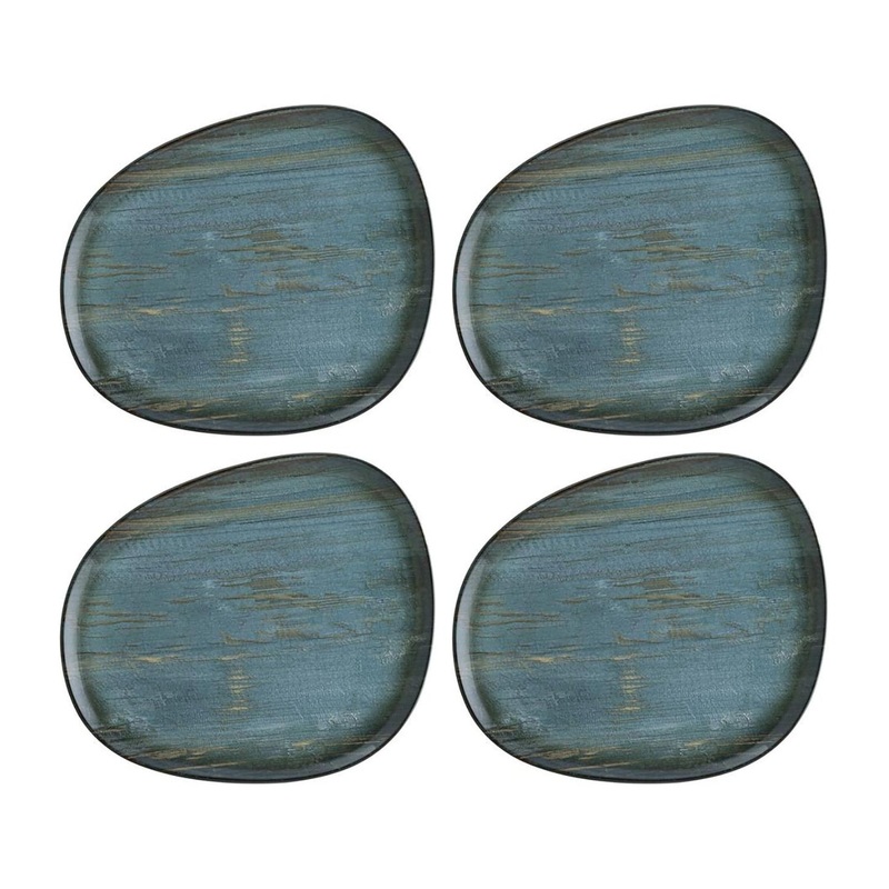 Madera 9.5″ x 7.5″ Organic Decorated Porcelain Plate (Set of 4)