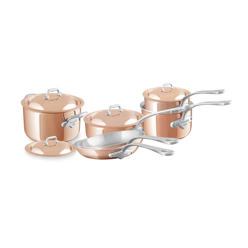 Mauviel M’Heritage M’6 S 10-Piece Induction Copper Cookware Set With Cast Stainless Steel Handles