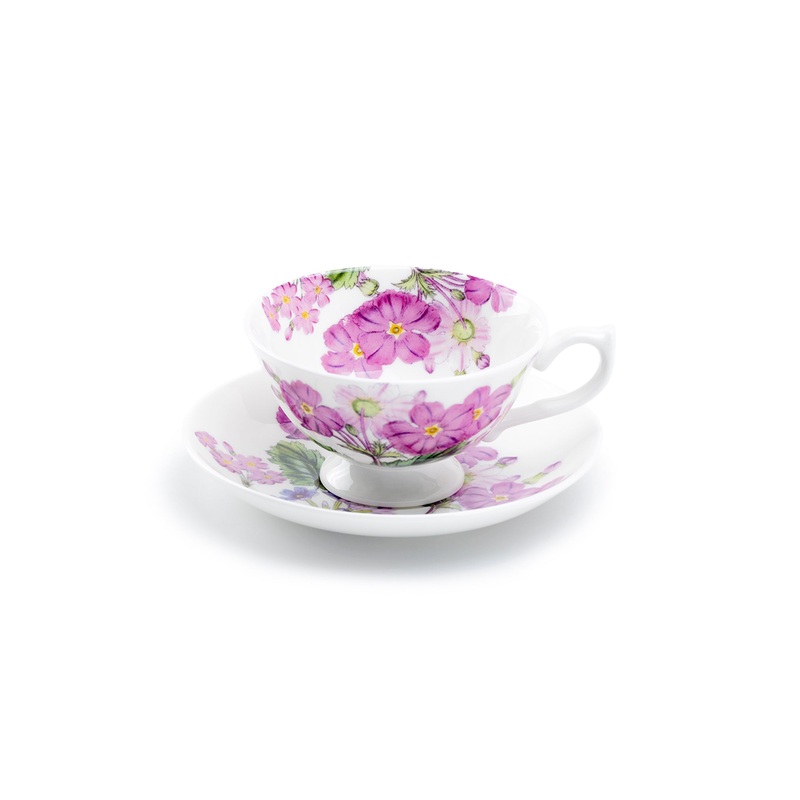 Pink Zinnia Bone China Tea Cup and Saucer