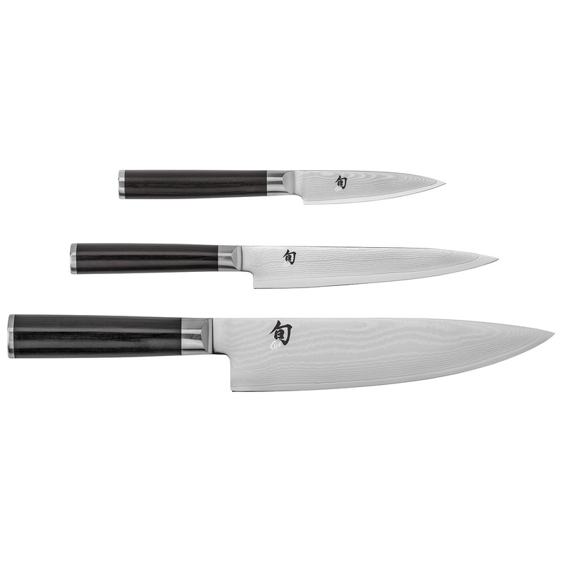 Shun Classic 3 Piece Starter Set, Chef’s Knife, Paring Knife, Utility Knife