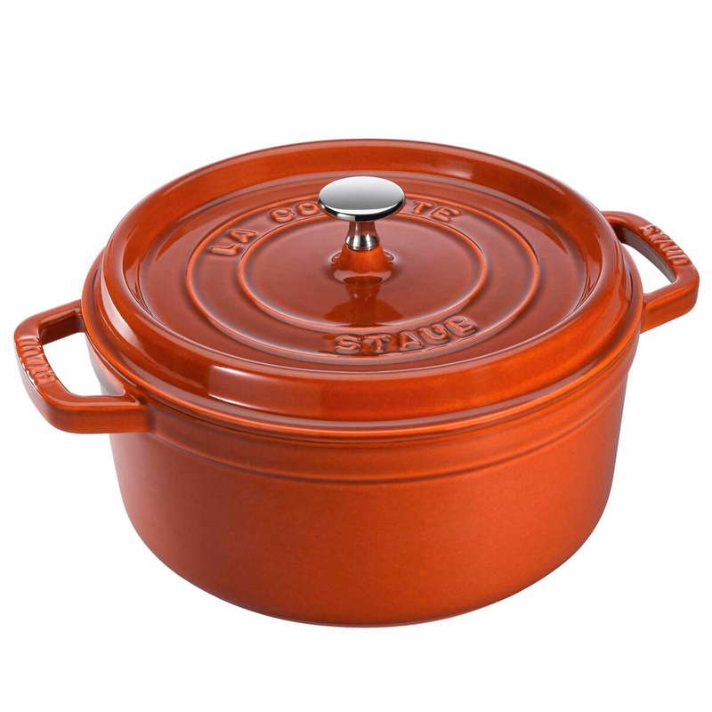 Staub Cast Iron Burnt Orange Round Cocotte, 7-Quart