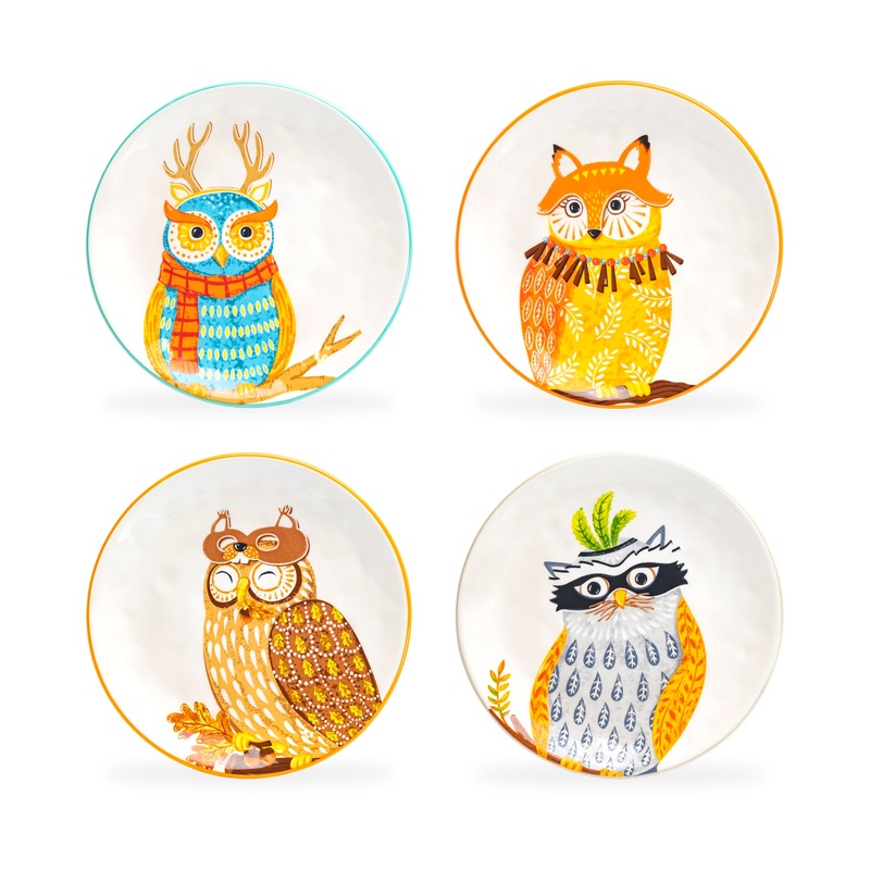 8.5″ Assorted Owls Salad / Dessert Plate Set of 4