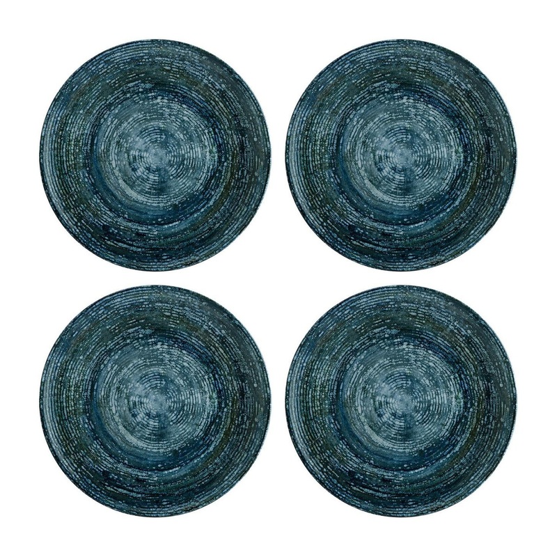 Patera Denim dia.12″ Round Decorated Porcelain Plate (Set of 4)
