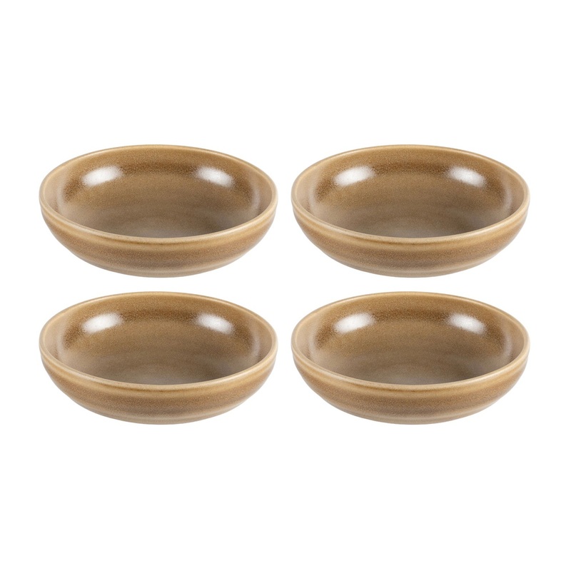 Terra Pott dia.7.25″ h:1.75″ 22 oz. Round Brown Porcelain Bowl (Set of 4)