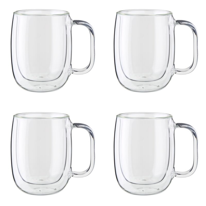ZWILLING – SORRENTO PLUS 4-PC DOUBLE-WALL GLASS COFFEE MUG SET
