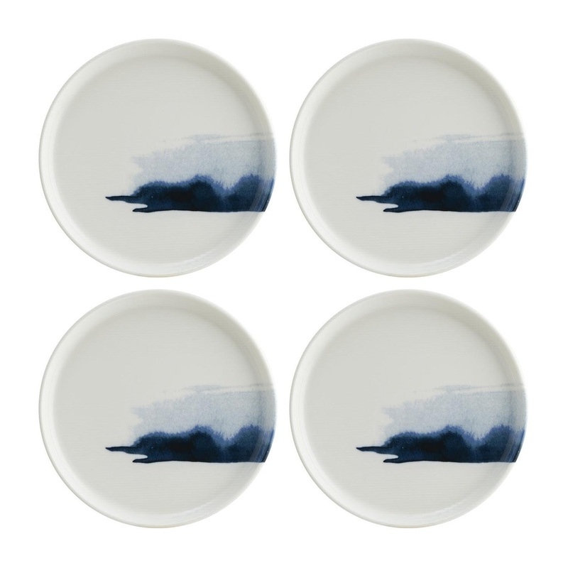 Blue Wave dia.8.75″ Round Decorated Porcelain Plate (Set of 4)
