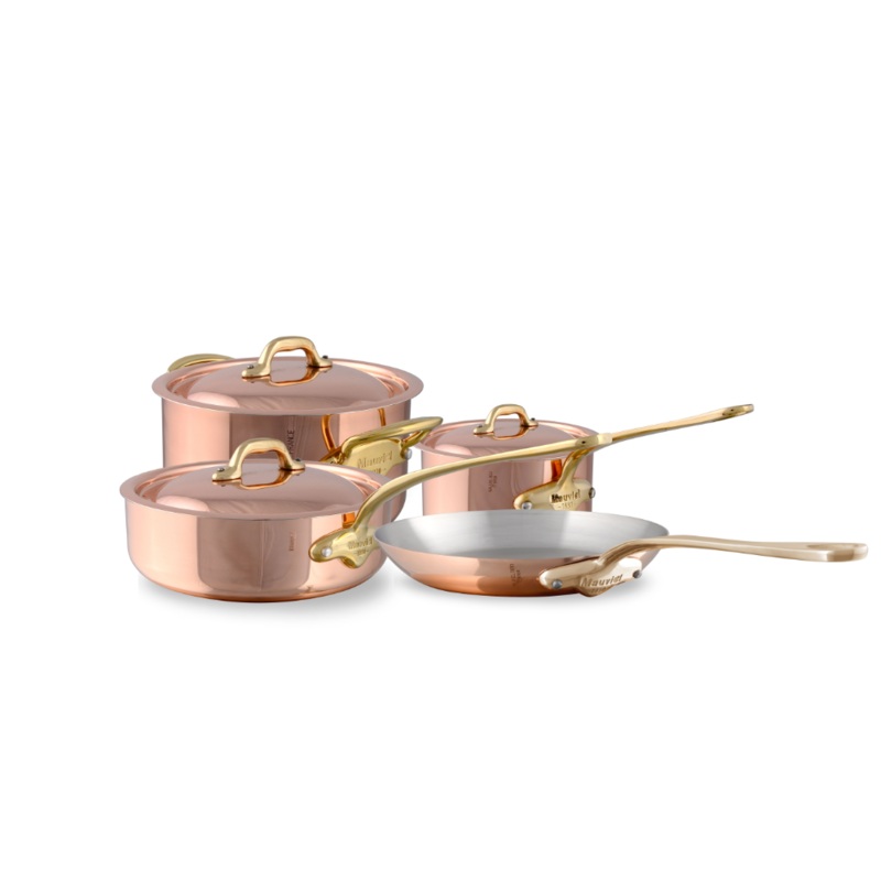 Mauviel M’Heritage M’150 B 7-Piece Copper Cookware Set With Brass Handles