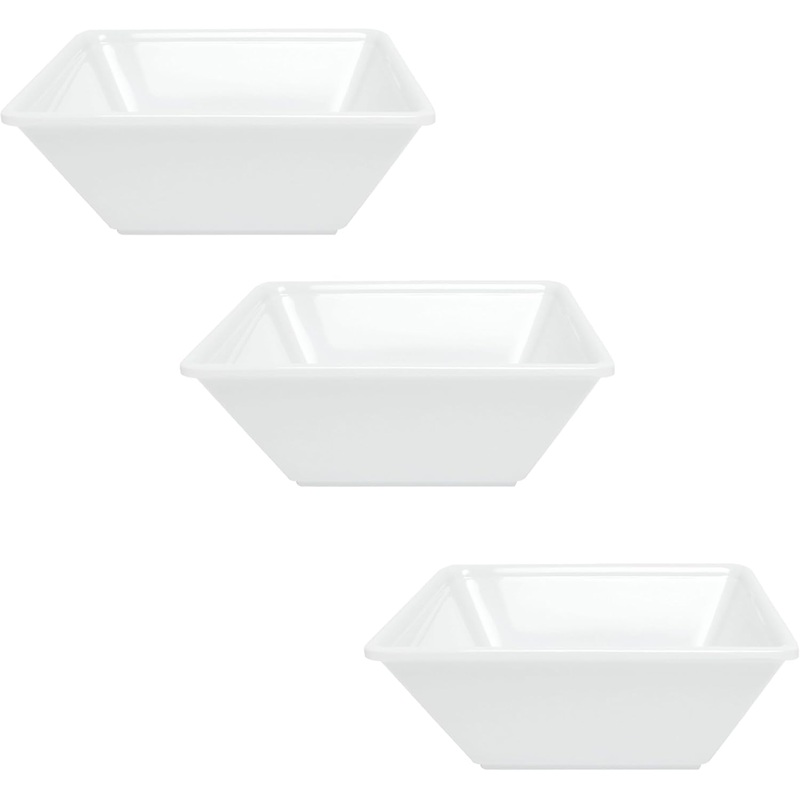 Square Bowl Passion Melamine Set of 3 – Dishwasher Safe Break-Resistant Serving Bowl Soup Bowl for Salads Rice Pasta Dessert Side Dishes Home Restaurants