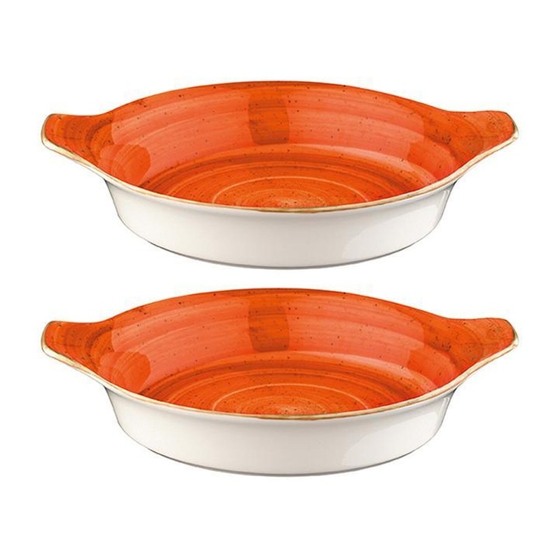 Terracota dia.7.5″ h:1.5″ Round Terracotta Porcelain Oven Dish (Set of 2)