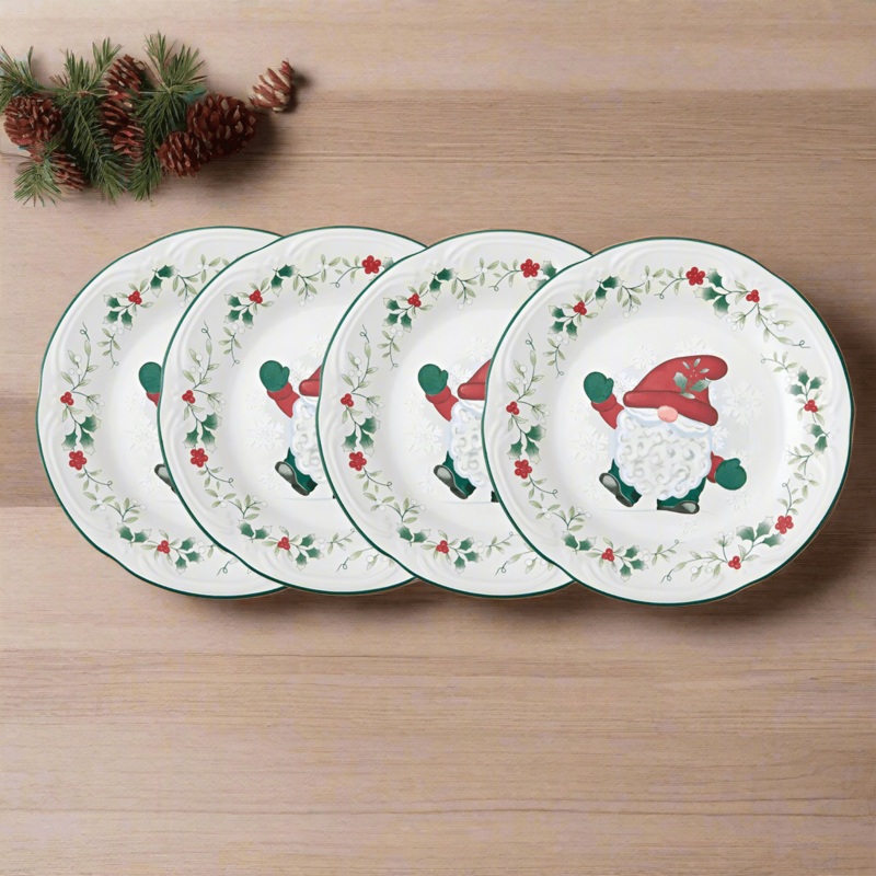 Winterberry Set of 4 Gnome Salad Plates