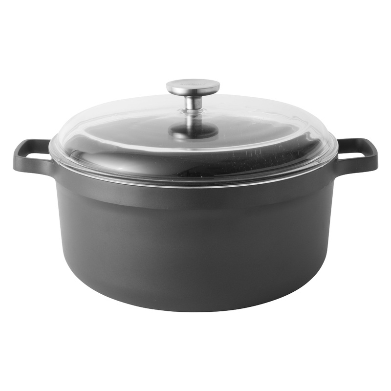 BergHOFF GEM 11″ Non-stick Stockpot 7.7Qt., Black, Glass Lid