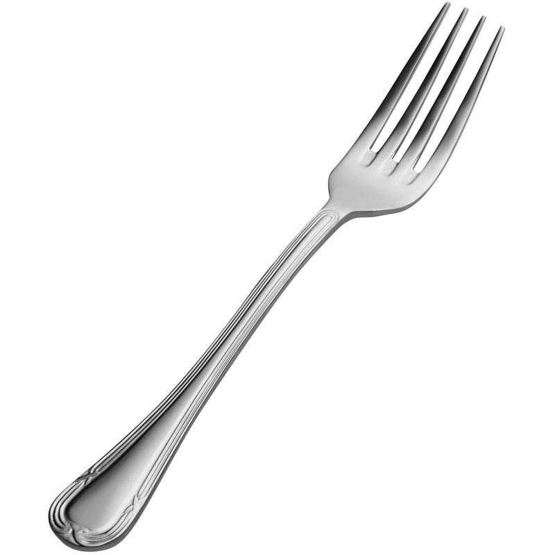Bon Chef S806 Florence 8 3/16″ 18/10 Stainless Steel European Size Dinner Fork – 12/Pack