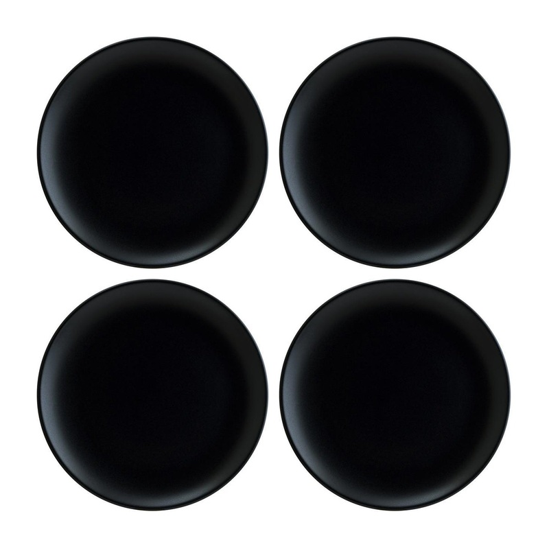 Notte dia.12″ Round Black Porcelain Plate (Set of 4)