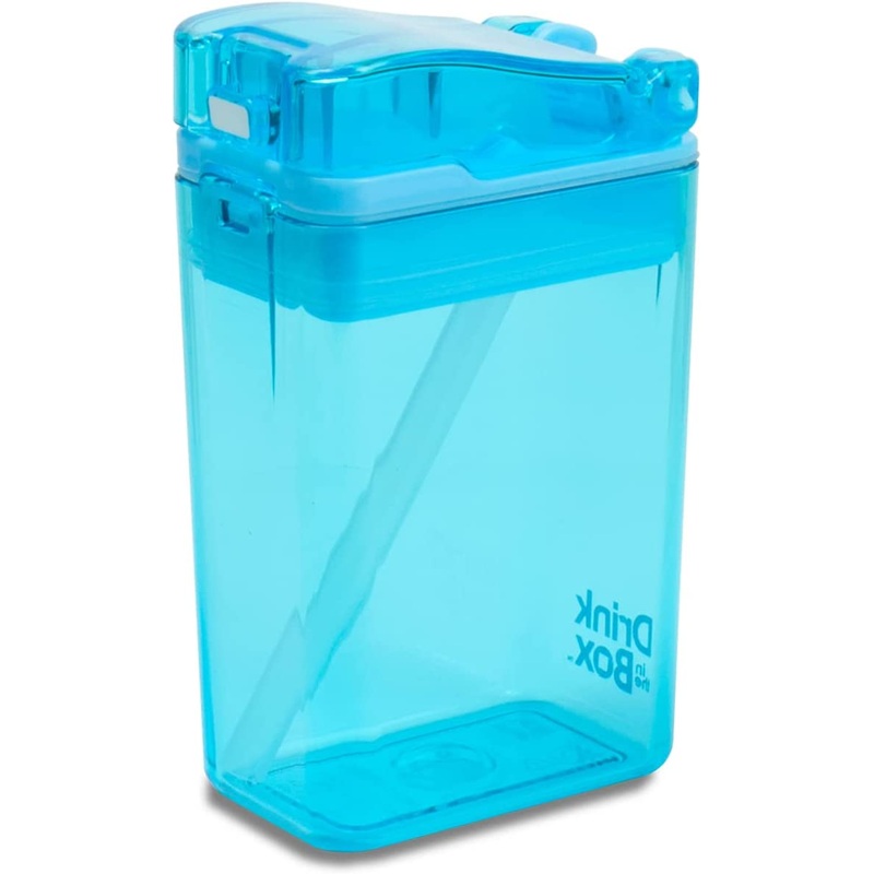 Precidio Design Drink in the Box Eco-Friendly Reusable Juice Box Container, 8 ounce, Blue