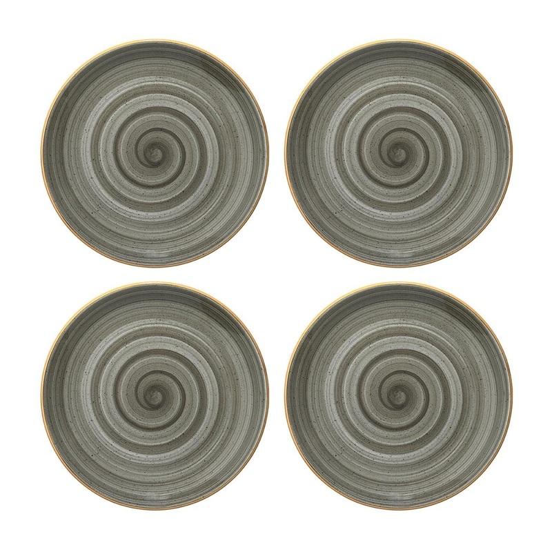 Space dia.9″ Round Grey Porcelain Plate (Set of 4)