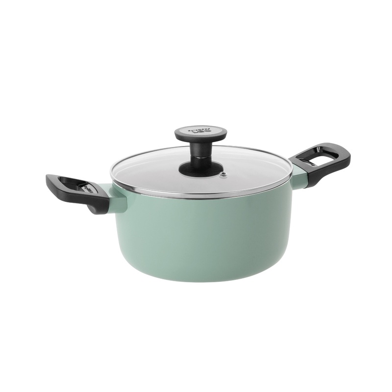 BergHOFF Sage Non-stick Aluminum Stockpot 8″, 3qt. With Glass Lid