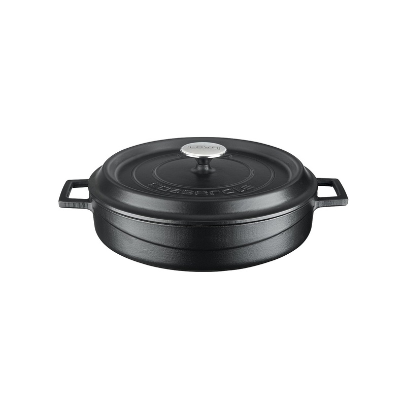 Cast Iron dia.11″ h:2″ 3.75 qt. Round Matte Black Cast Iron Dutch Oven