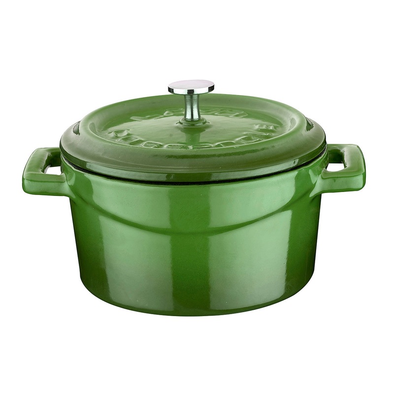 Cast Iron dia.7.75″ h:4″ 3 qt. Round Green Cast Iron Dutch Oven