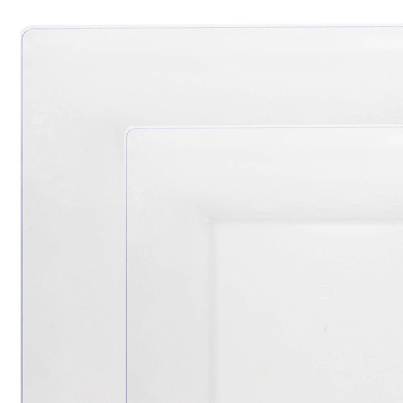 Clear Square Plastic Dinnerware Value Set