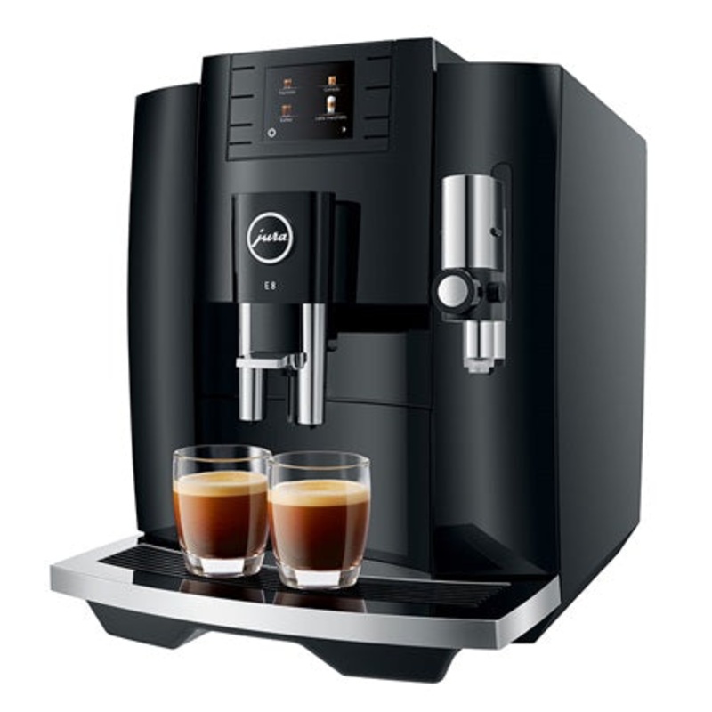 Jura E8 Superautomatic Espresso Machine – Piano Black – Open Box