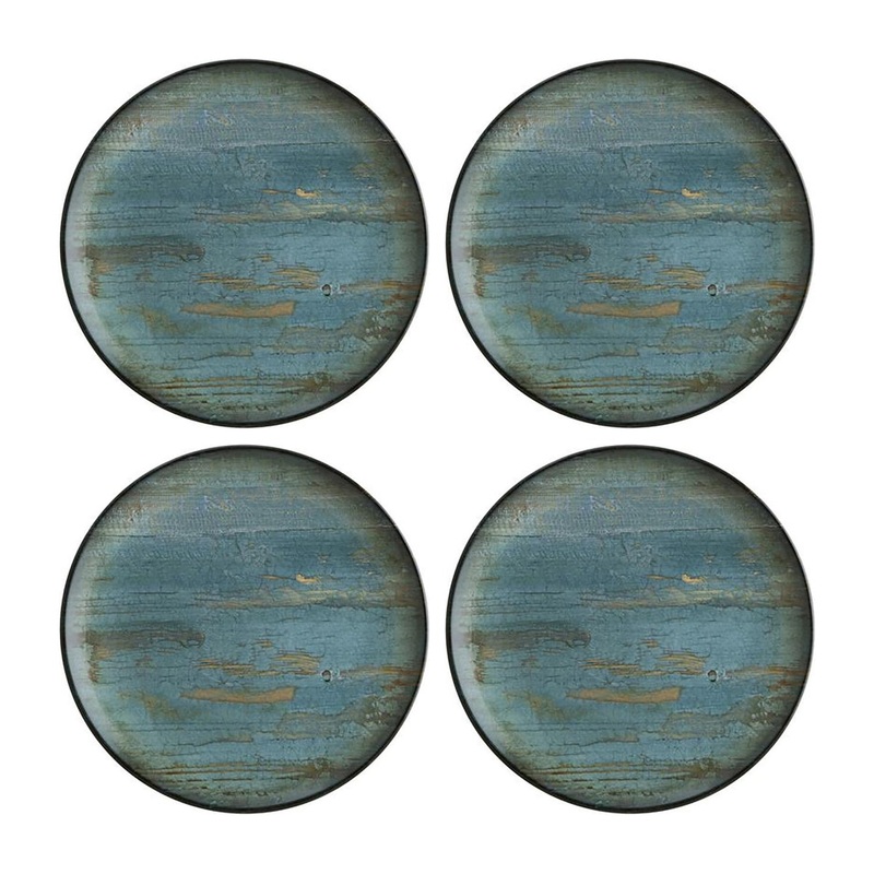 Madera dia.10″ Round Decorated Porcelain Plate (Set of 4)