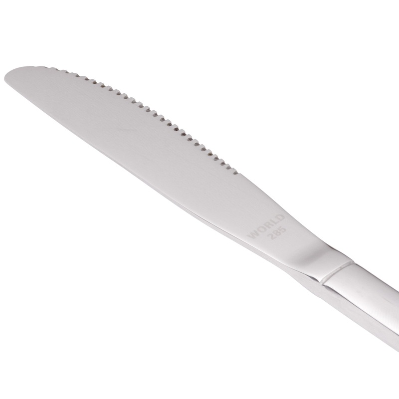 World Tableware 965 5262 Columbus 8 5/8″ 18/0 Stainless Steel Heavy Weight Fluted Solid Handle Entree Knife – 12/Pack