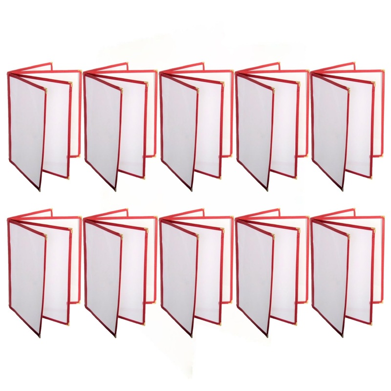 8-1/2 x 11 Four Page Book Fold Restaurant Menu Covers 4 Page 8 View Set of 10 – Crystal Clear Menu Covers Sleeve Menu Folder Menu Book Holders for Bar Cafe Restaurant