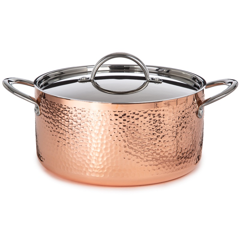 BergHOFF Vintage Tri-Ply Copper 9.5″ Stockpot 5.75qt. with Lid, Hammered
