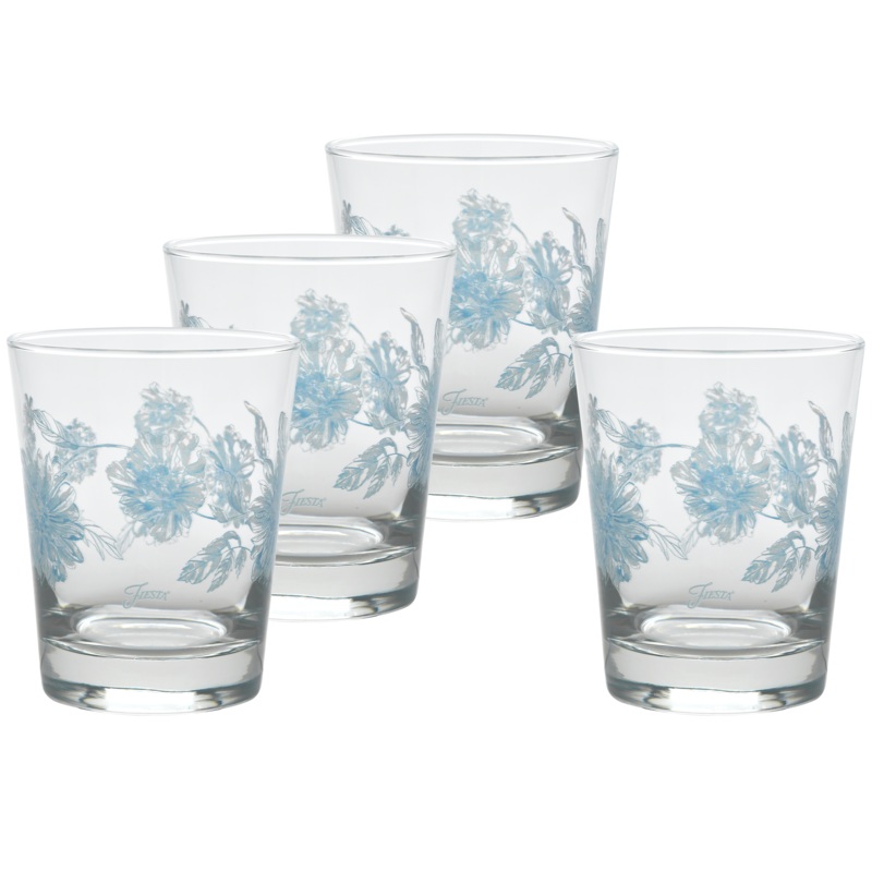 Botanical Floral 15 oz. Tapered Double Old Fashion Glass  Set of 4