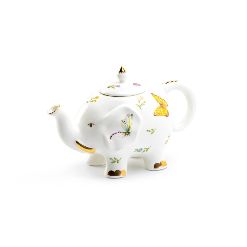 Summer Garden Elephant Fine Porcelain Teapot