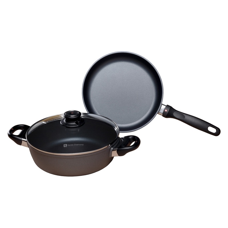 Swiss Diamond 3 Piece Cookware Set – Fry Pan and Casserole