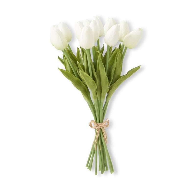 White Real Touch Mini Tulip Bundle 13″