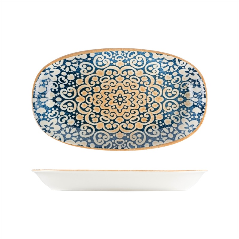 Alhambra 13″ x 7.5″ x h:1.5″ Oval Decorated Porcelain Platter