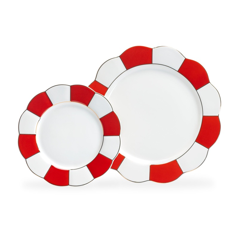 Red Gold Scallop Fine Porcelain Dessert / Dinner Plate – CLEARANCE