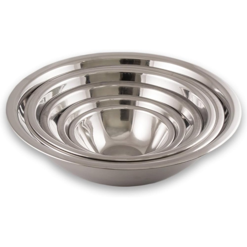 6 Piece Standard Stainless Steel Mixing Bowl Set – Mirror Finish Prep Bowls – 3/4 Qt, 1.5 Qt, 3 Qt, 4 Qt, 5 Qt and 8 Qt,