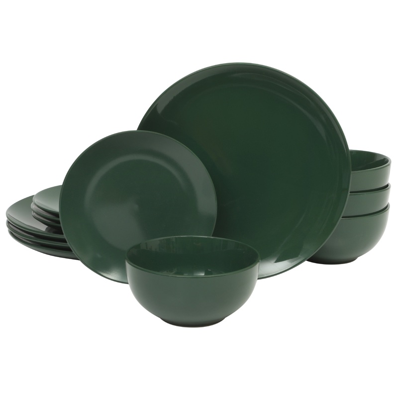 Gibson Home Simple Essential (Service for 4) Plates and Bowls Porcelain Solid Color Dishes  Ceramic Dinnerware Set – Hunter Green