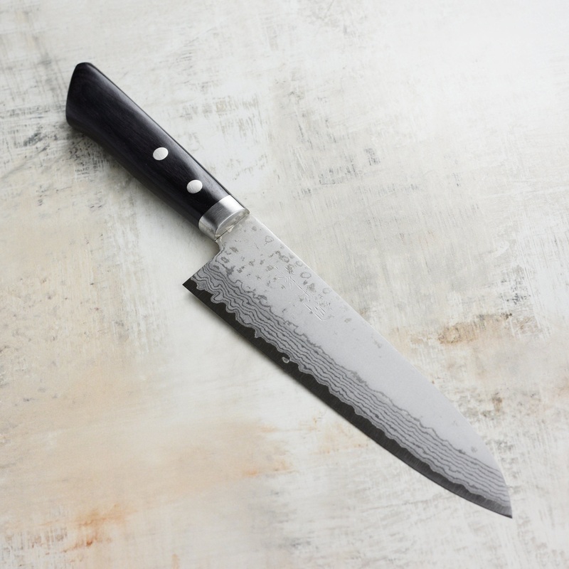 Masutani VG10 Damascus 7″ Gyuto, Black Handle