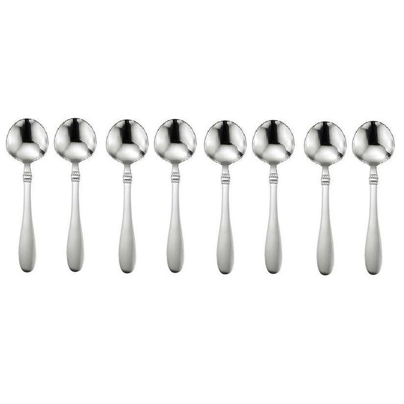 Next Day Gourmet Balustrade Set of 8 Round Bowl Soup Spoons same as Oneida Avondale