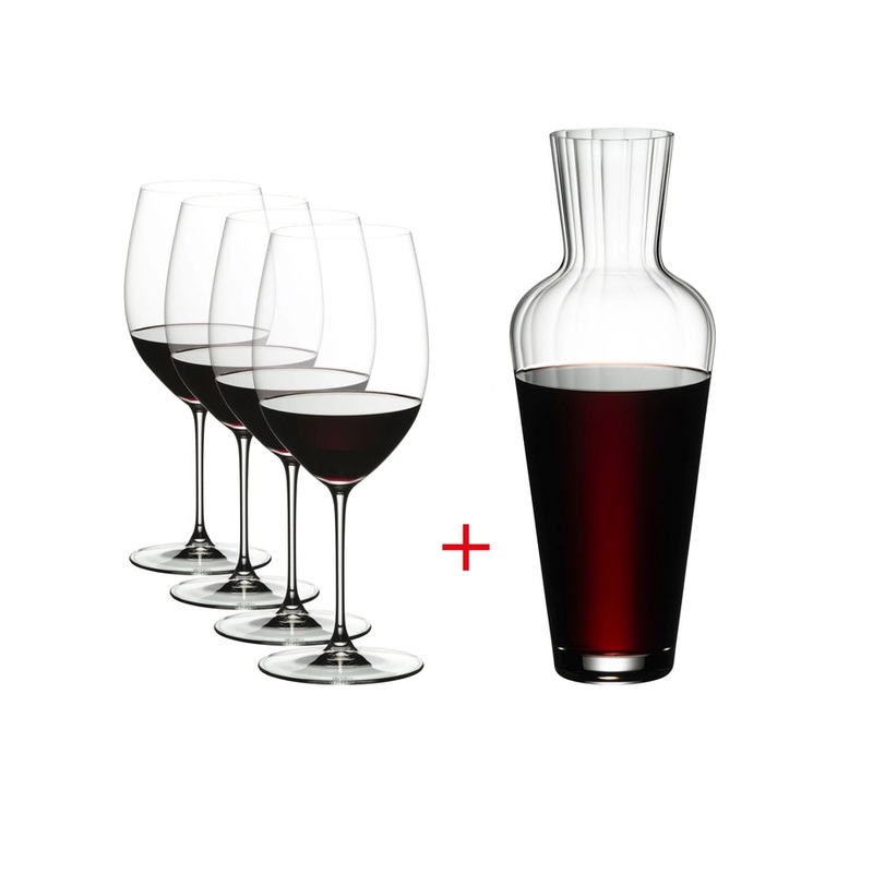 Riedel Veritas Cabernet/Merlot Glass – Set of 4 + Mosel Decanter