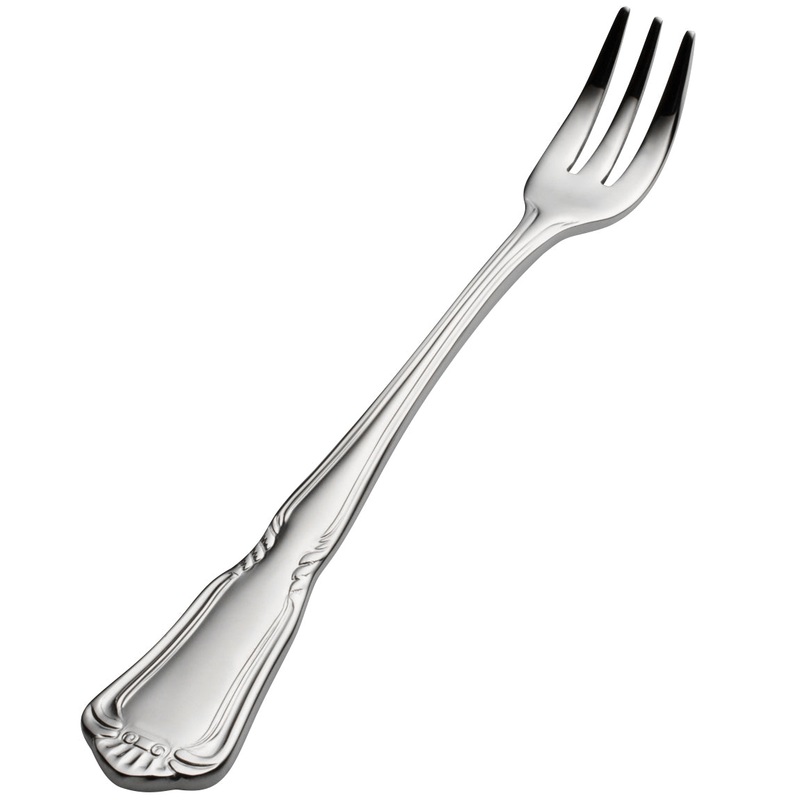 Bon Chef S1508 Sorento 5 5/8″ 18/10 Stainless Steel Extra Heavy Weight Oyster / Cocktail Fork – 12/Pack