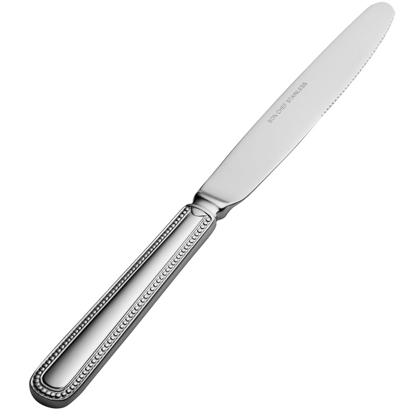 Bon Chef S712 Bolero 9 5/8″ 13/0 Extra Heavy Weight Stainless Steel Solid Handle European Dinner Knife – 12/Pack