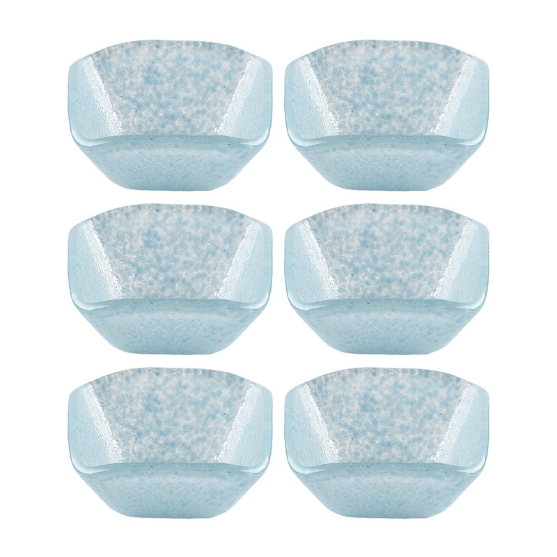 Glass Dinnerware 2.25″ x 2.25″ x h:1.5″ 2 oz. Square Blue Glass Ramekin (Set of 6)