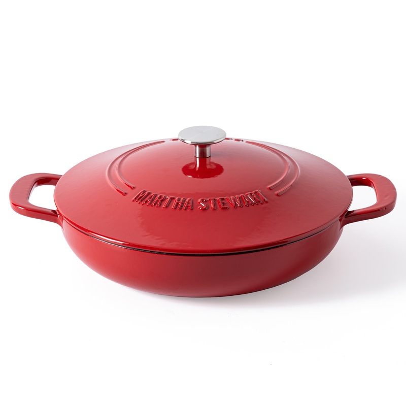 Martha Stewart  Gatwick 3.5-Quart Enameled Cast Iron Dutch Oven Braiser – Red