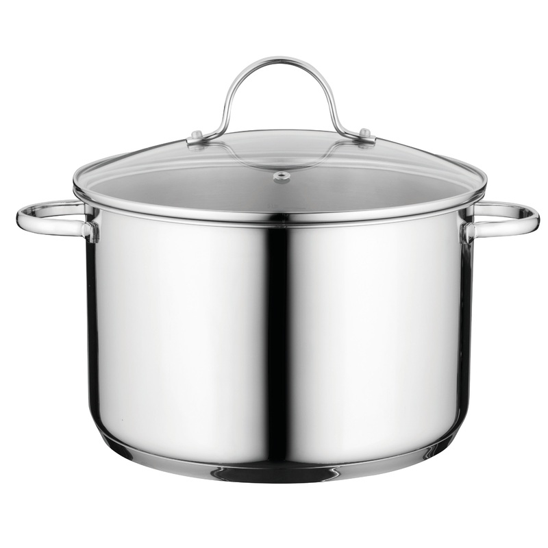 BergHOFF Comfort 10″ 18/10 Stainless Steel Stockpot 7.2Qt., Glass Lid