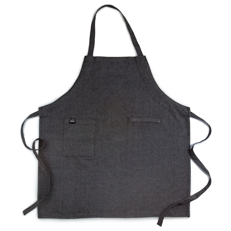 BergHOFF GEM 100% Cotton BBQ Apron, Black Denim Look
